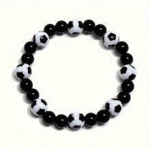 (Black Red) Soccer Fan Bracelet, Minimalist Beaded Sports Jewelry, Fashionable Keepsake Gift for Football Lovers