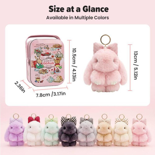 (Blue) Easter Handmade Soft Plush Bunny Keychain Cute Rabbit Keyring Bag Charm Pendant Party Gift 1