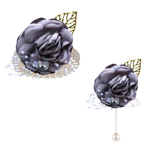 Rose Wrist Corsage with Artificial Pearls for Beach Wedding