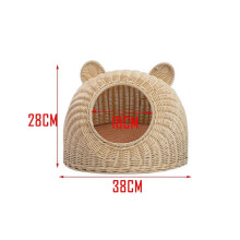 (38cmx38cm) Pet Bed Pet Supplies Portable Round Kennel Imitation Rattan Breathable for