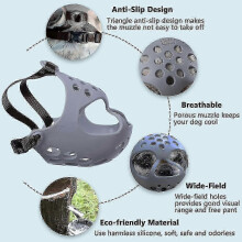 (M, Grey) Short Snout Dog Muzzle,soft Silicone Adjustable Breathable Bulldog Muzzle For French Bulldog Shih Tzu And Pug For Biting Chewing Training