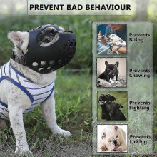 (S, Black) Short Snout Dog Muzzle,soft Silicone Adjustable Breathable Bulldog Muzzle For French Bulldog Shih Tzu And Pug For Biting Chewing Training