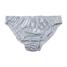 Satin Bikini Panties for Women Silver Low-Rise Cheeky Briefs