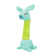 (Blue) Long Neck Giraffe Dog Chew Toy - Soft Squeaky Plush with Sound - for Pet Dental Health and Play - Pineapple Pattern