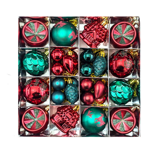 Christmas Balls Ornament Set Red Green 24Pcs 1