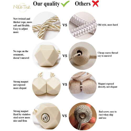 Magnetic Curtain Tiebacks Thick Twist Rope with Strong 2