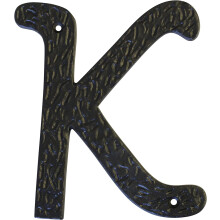Cast Iron House Address Letter K Matte Black 6 Inch