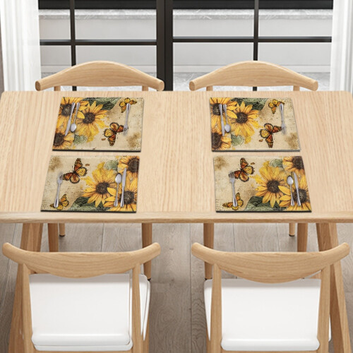 Ensemble de 4 sets de table Tournesol Papillon 30 x 45 cm 2