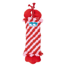 (B) Woven Rope Dog Toy Squeaky Puppy Teething Toy Dog Interactive Tug-of-War Rope Toy for Dogs Teeth Cleaning Entertainment