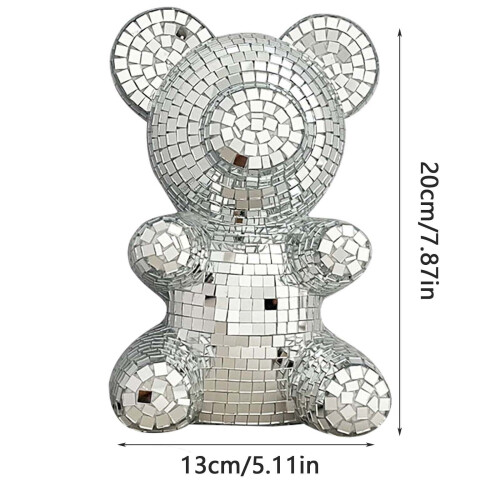 Bear-Shaped Disco Ball Silver 12-inch 2