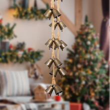 Antique Iron Christmas Bells Garland Brown 22x2.4x1in