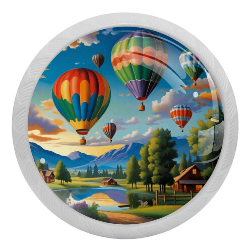 Hot Air Balloons Crystal Glass Cabinet Knobs 4 PCS
