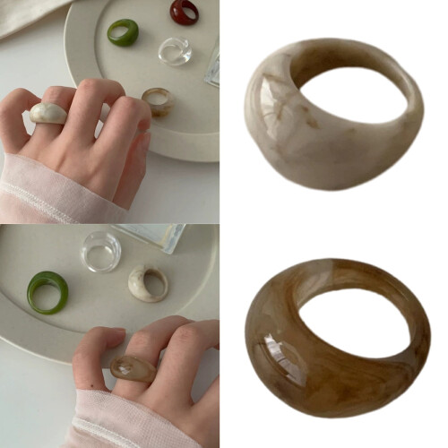 Resin Cocktail Ring Glossy Lightweight Multiple Colors 1