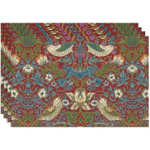 Floral Hummingbird Placemats Linen 4 pcs 12x18 inch