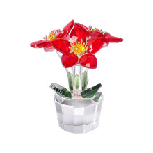 Five-Petaled Flower Figurine Crystal Glass Ornament Red