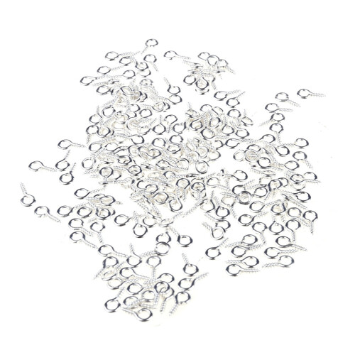 Mini Screw Eye Pins Jewelry Hooks Silver 600 pcs 2