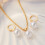 Pearl Jewelry Set Gold-Plated Copper 3-Pc 4