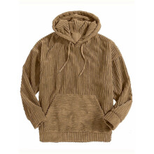 (UK 46-48, Camel) For Men Vintage Corduroy Men's Casual Pullover Hooded Sweatshirt With Kangaroo Pocket Streetwear For Winter Fall As Gifts