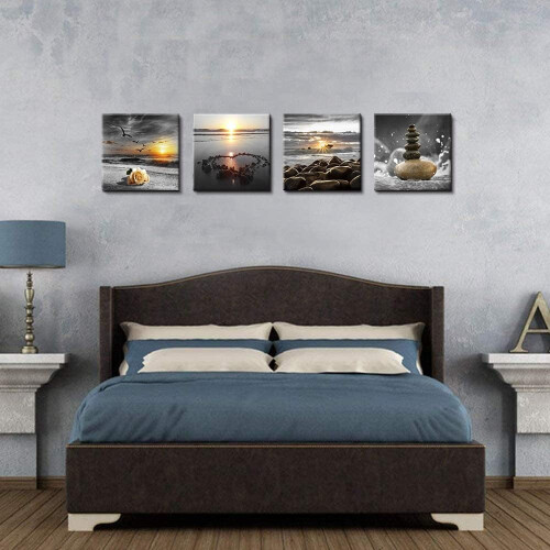 Tableau mural de plage, impression sur toile en noir et blanc, 1 pièce 1