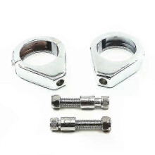 (Chrome) 2pcs 49mm Motorcycle Turn Signal Bracket Front Fork Relocation Clamps Mount Chrome/Black For Harley Dyna softai FXDB XL