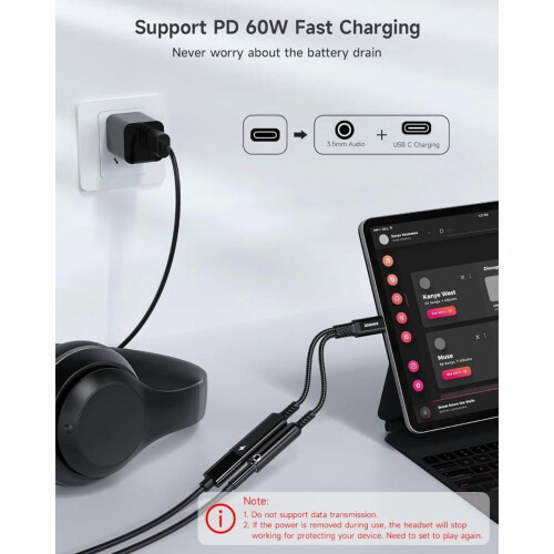 USB-C naar 3,5 mm audio + PD60W oplaadadapter 2