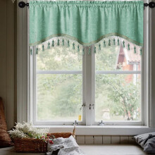 Short Scalloped Rod Pocket Valance Green 60x16in