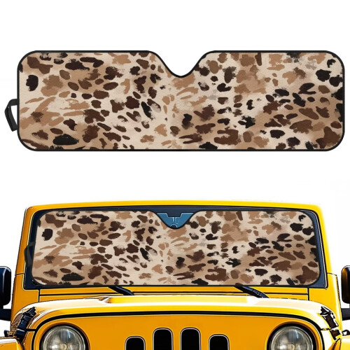 Brown Cheetah Cow Print Windshield Sun Shade for Jeep