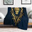 Lion logo throw blanket blue gold 5060 inch 2