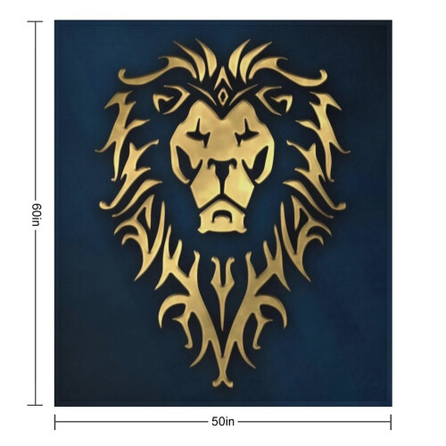 Lion logo throw blanket blue gold 5060 inch 2