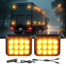 12LED Magnetic Wireless Trailer Lights 2PCS Amber White