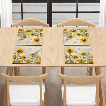 Sunflower Printed Placemats Linen 4 pcs 12x18 inch