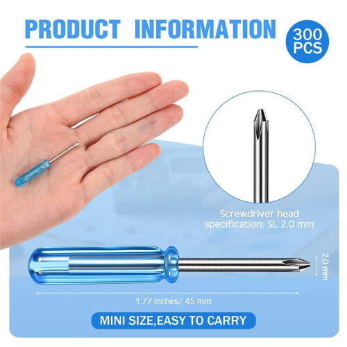 300-Piece Set: 2.0mm  Phillips-Screwdriver with Non-Slip Handle - Suitable for Various Small-Scale Repairs 2