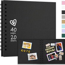 DIY Scrapbook Photo Album 7x7 Inch Black 40 Pages