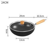 Nonstick Wok Frying Pan with Glass Lid, Iron
