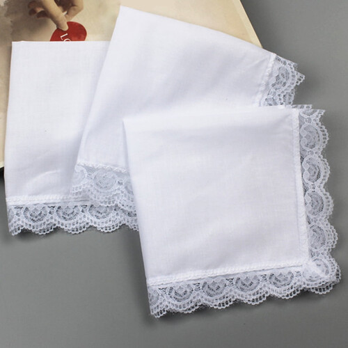 White Lace Cotton Handkerchief 5-Pack