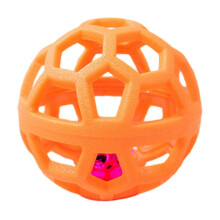 (Orange) Interactive TPR Dog Ball with Bell - Lightweight for Fetch and Chewing - for Teeth Cleaning