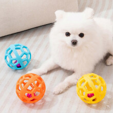 (Blue) Interactive TPR Dog Ball with Bell - Lightweight for Fetch and Chewing - for Teeth Cleaning