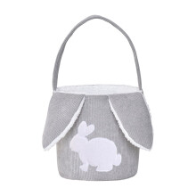 Corduroy Easter tote bag with bunny design gray 9x9 inch