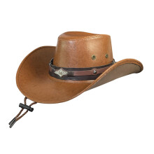 Cowboy Hat Brown Wide Brim Adjustable Chin Strap