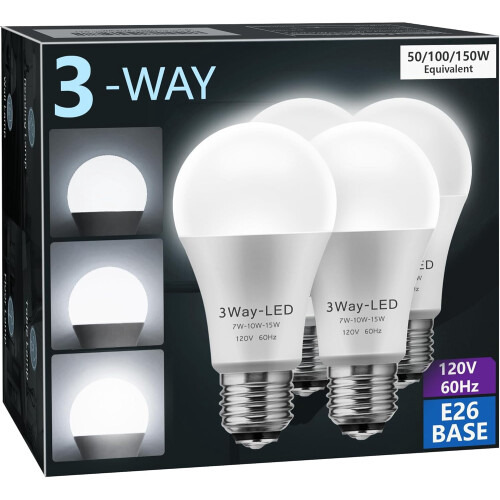 LED Bulbs A19 E26 3000K Warm White 500/1000/1500lm 2-Pack