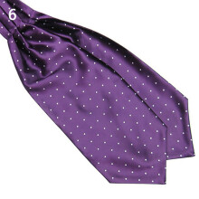 Men's Ascot Tie Silk Blend Purple Polka Dot Scarf
