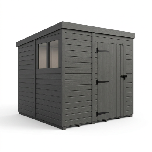 9x9 Pent Composite Shed Tanalised (Single Door, With Windows) 1