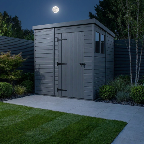 9x9 Pent Composite Shed Tanalised (Single Door, With Windows) 2