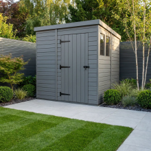 9x9 Pent Composite Shed Tanalised (Single Door, With Windows)
