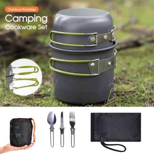 Camping Cookware Mess Kit Non-Stick Lightweight Stackable