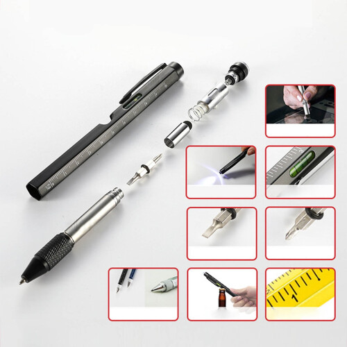 Multitool Pen with LED Light 9-in-1 Blue