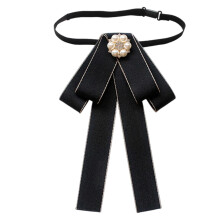 Pre-Tied Bow Tie for Women Solid Black 7.4 x 4.3 Inch