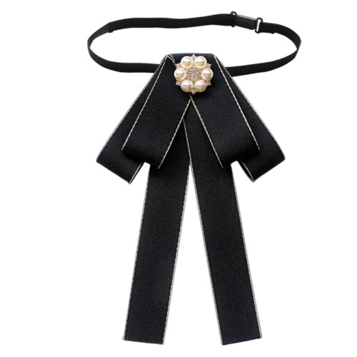 Pre-Tied Bow Tie for Women Solid Black 7.4 x 4.3 Inch