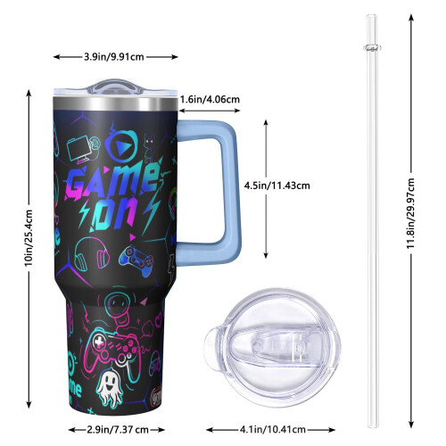 Copo térmico Game em aço inoxidável, 1,2 L (40 oz), com alça. 2