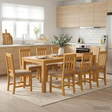 vidaXL Dining Table 200 x 100 x 75 cm Solid Oak Wood Natural